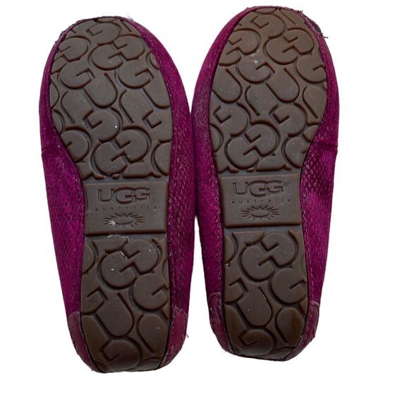 UGG MAGENTA Suede Snakeskin Effect Slip OnMoccasin Slippers Size 7 - Picture 6 of 7